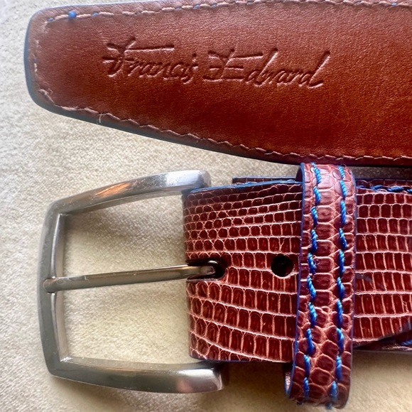 Francis Edward Mens Belt Size M Preppy Exotic Genuine Lizard Leather - Picture 2 of 11